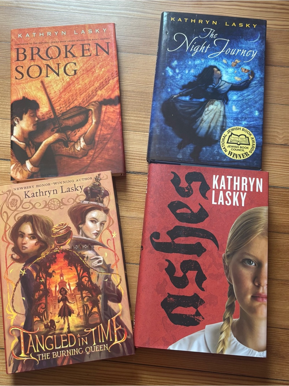 Lot of 4 Kathryn Lasky Books -Broken Song, Ashes, Tangled in Time, Night Journey